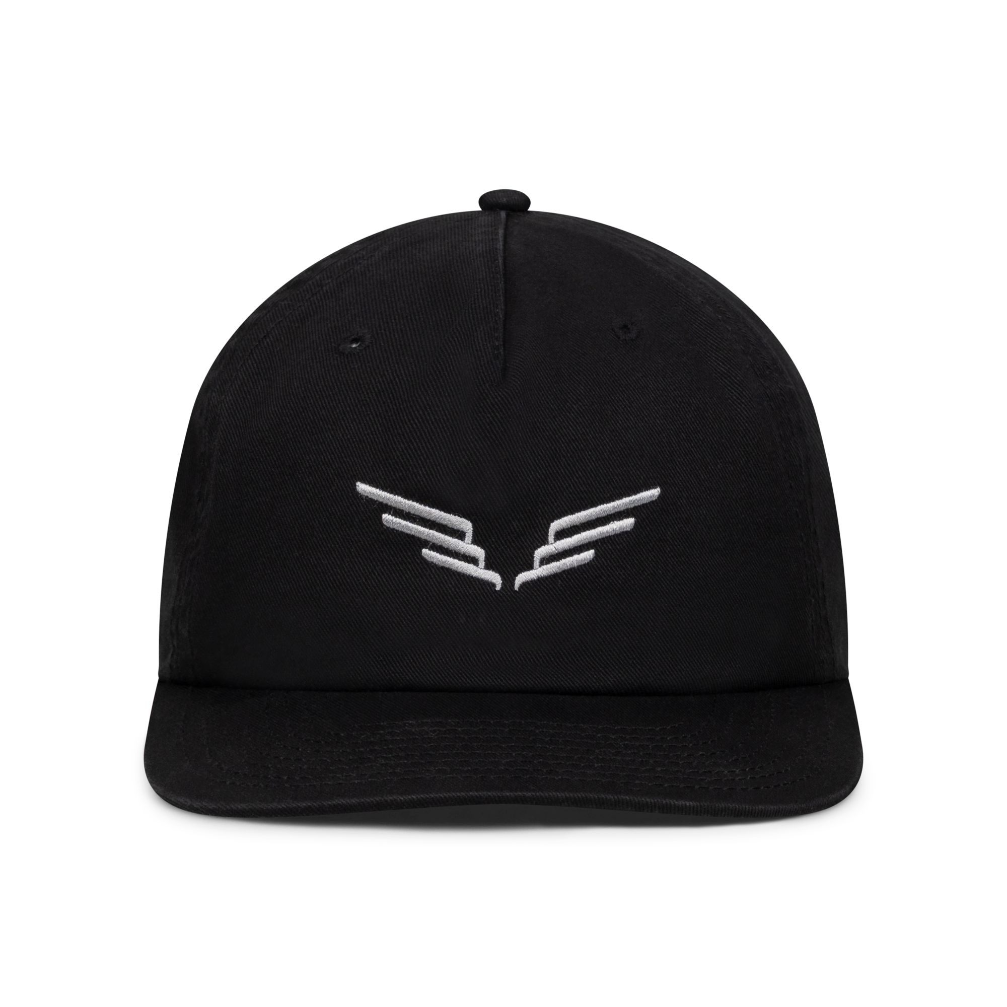 Grey / Black Embroidered Wings Cap Front