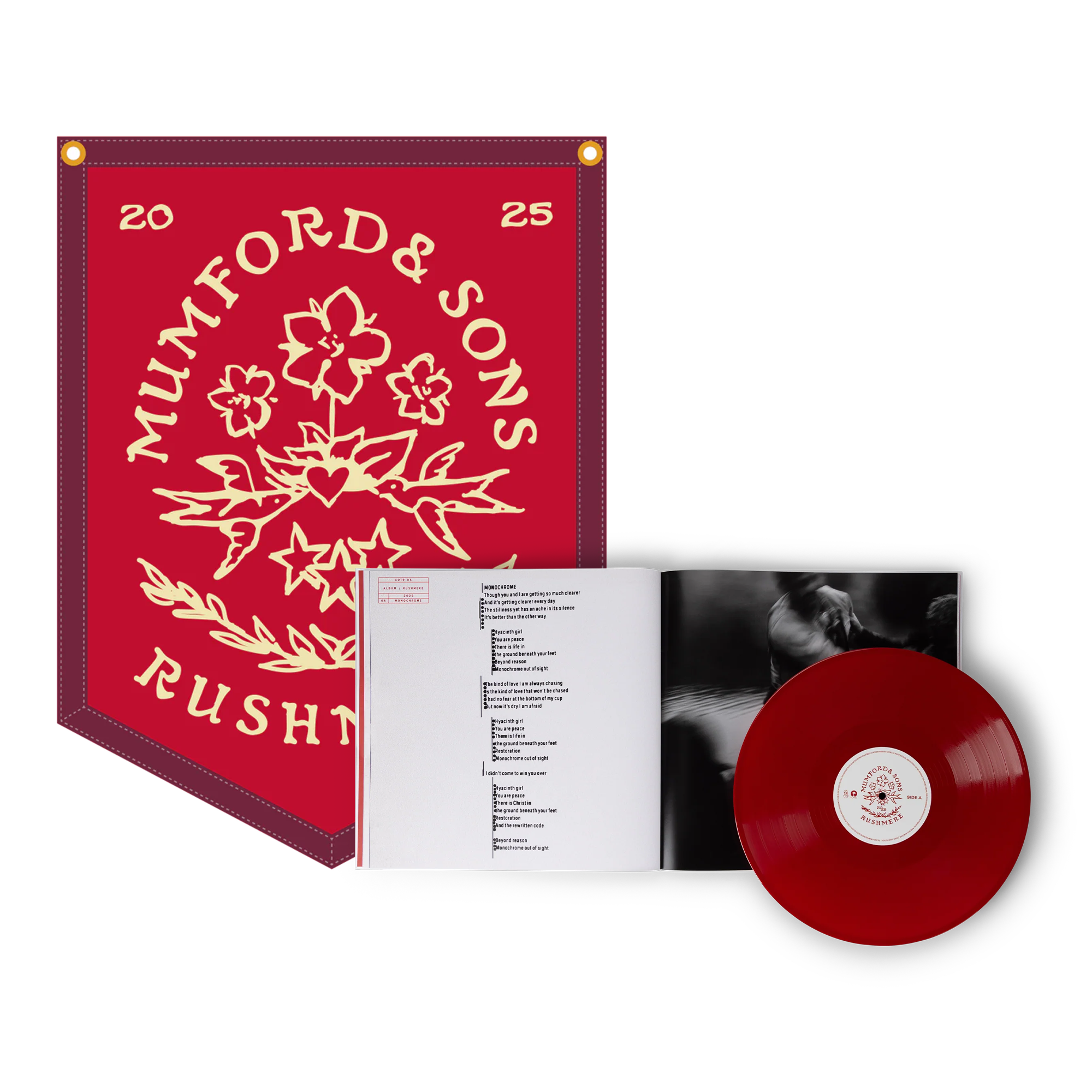 Almost Places Vinyl Book & Red Rushmere Pennant Bundle