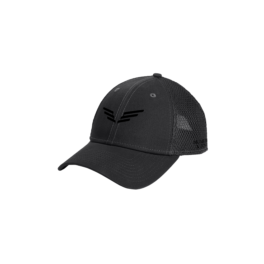 Black Embroidered Wings Trucker Cap