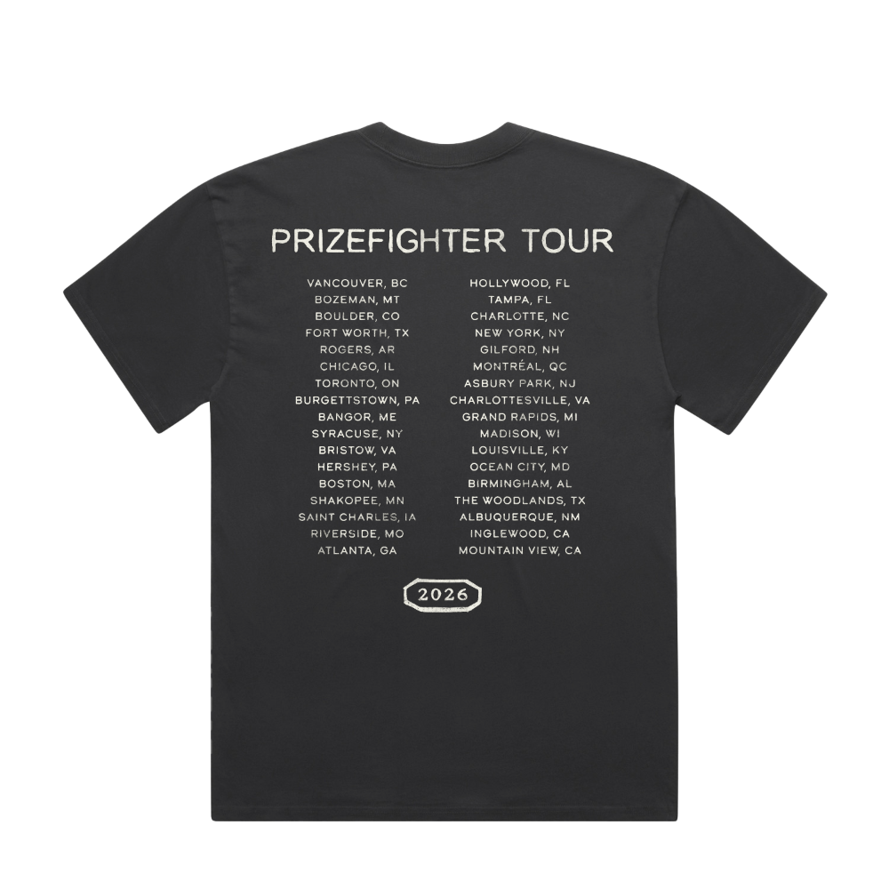 Black Prizefighter Stamp Print Tour T-Shirt Back