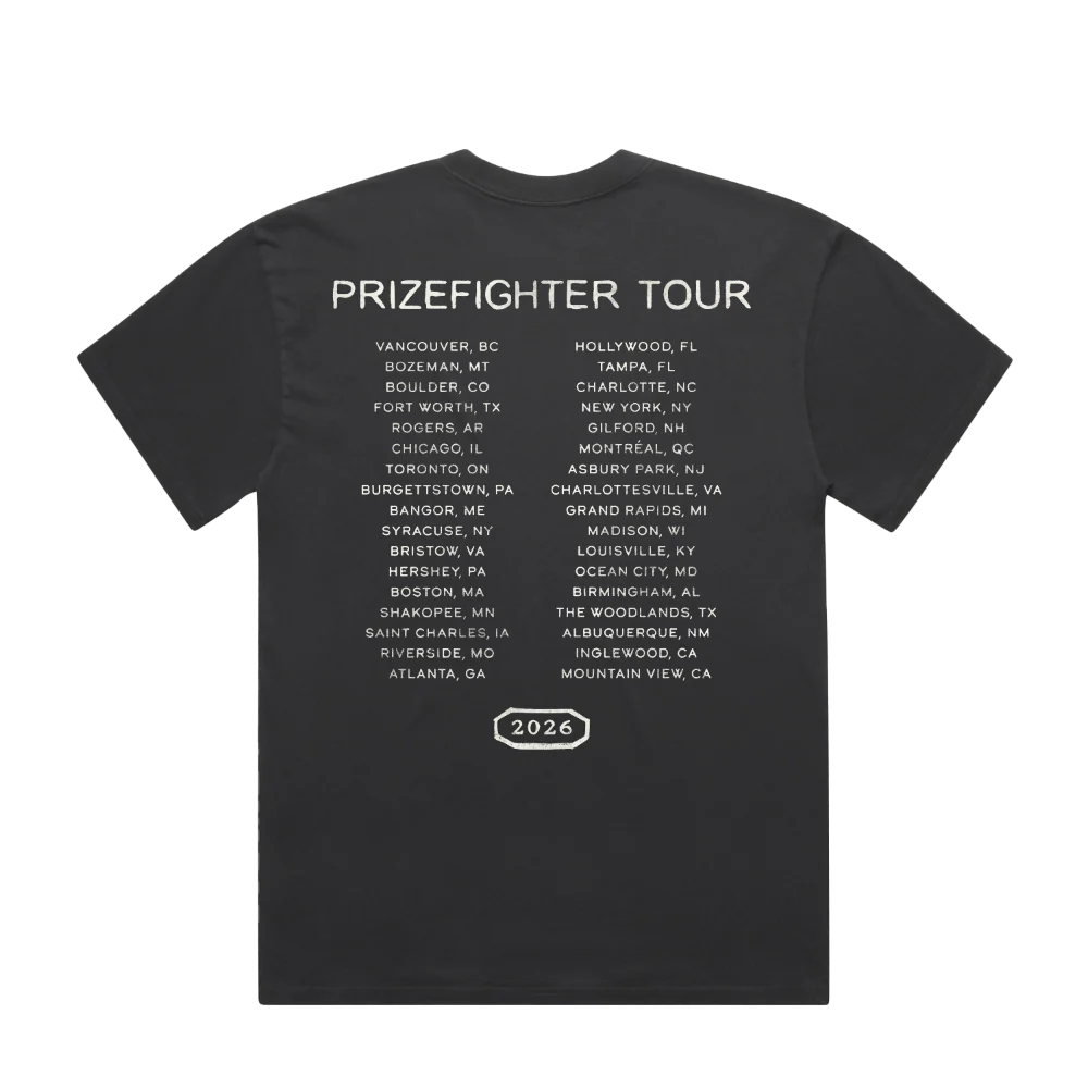 Black Prizefighter Stamp Print Tour T-Shirt Back