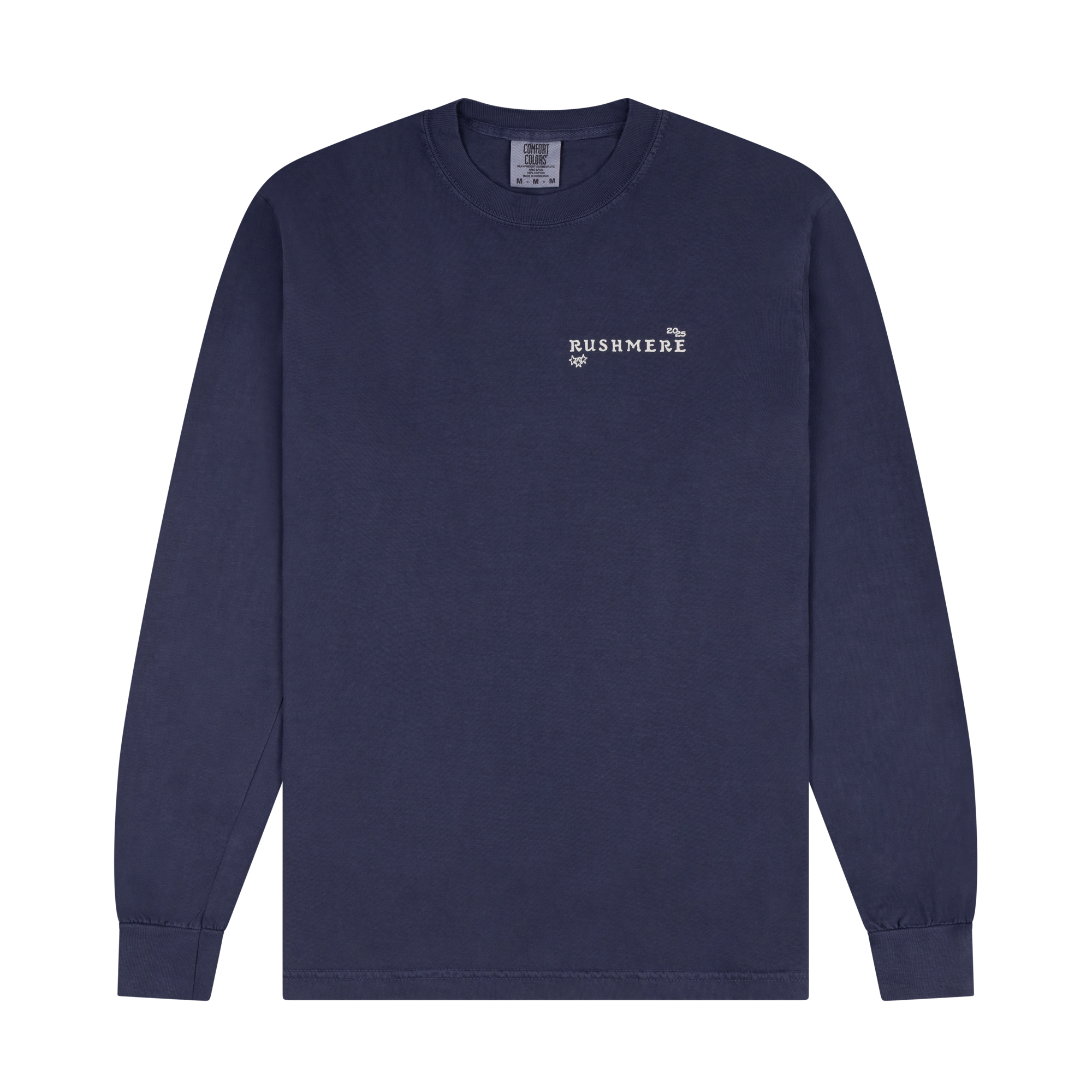 Blue Stamp Print Long Sleeve T-Shirt Front