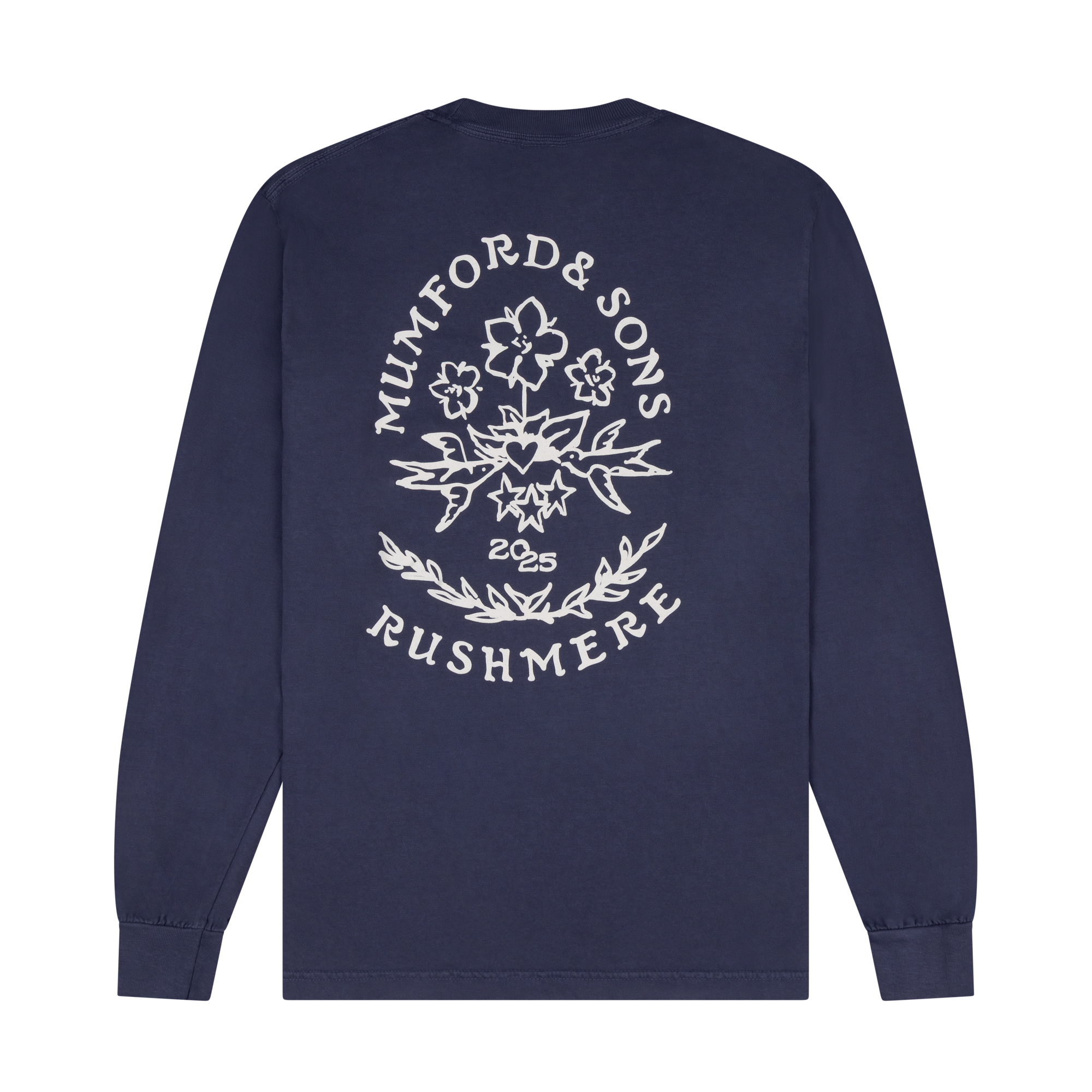 Blue Stamp Print Long Sleeve T-Shirt Back
