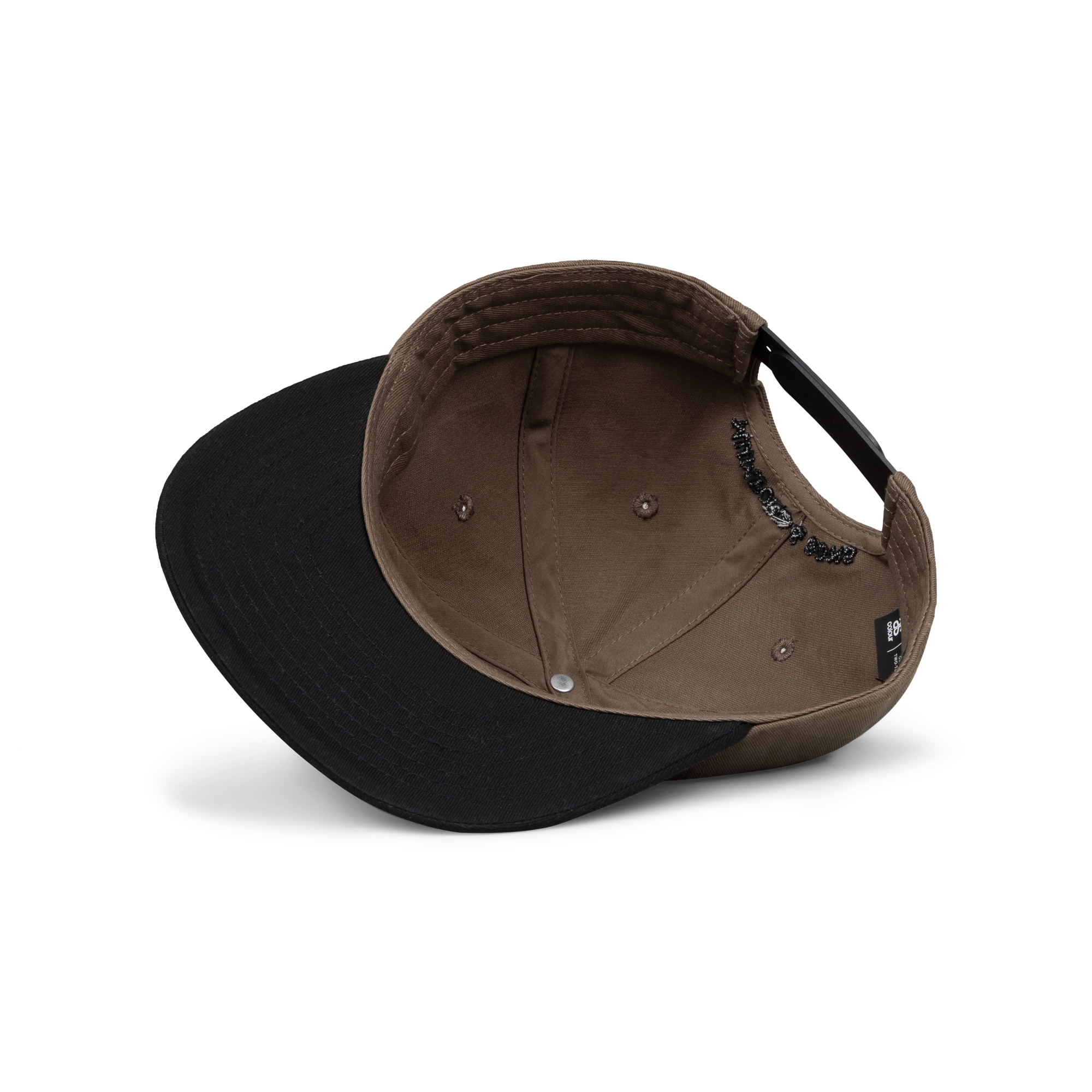 Brown Embroidered Flower Cap Inside