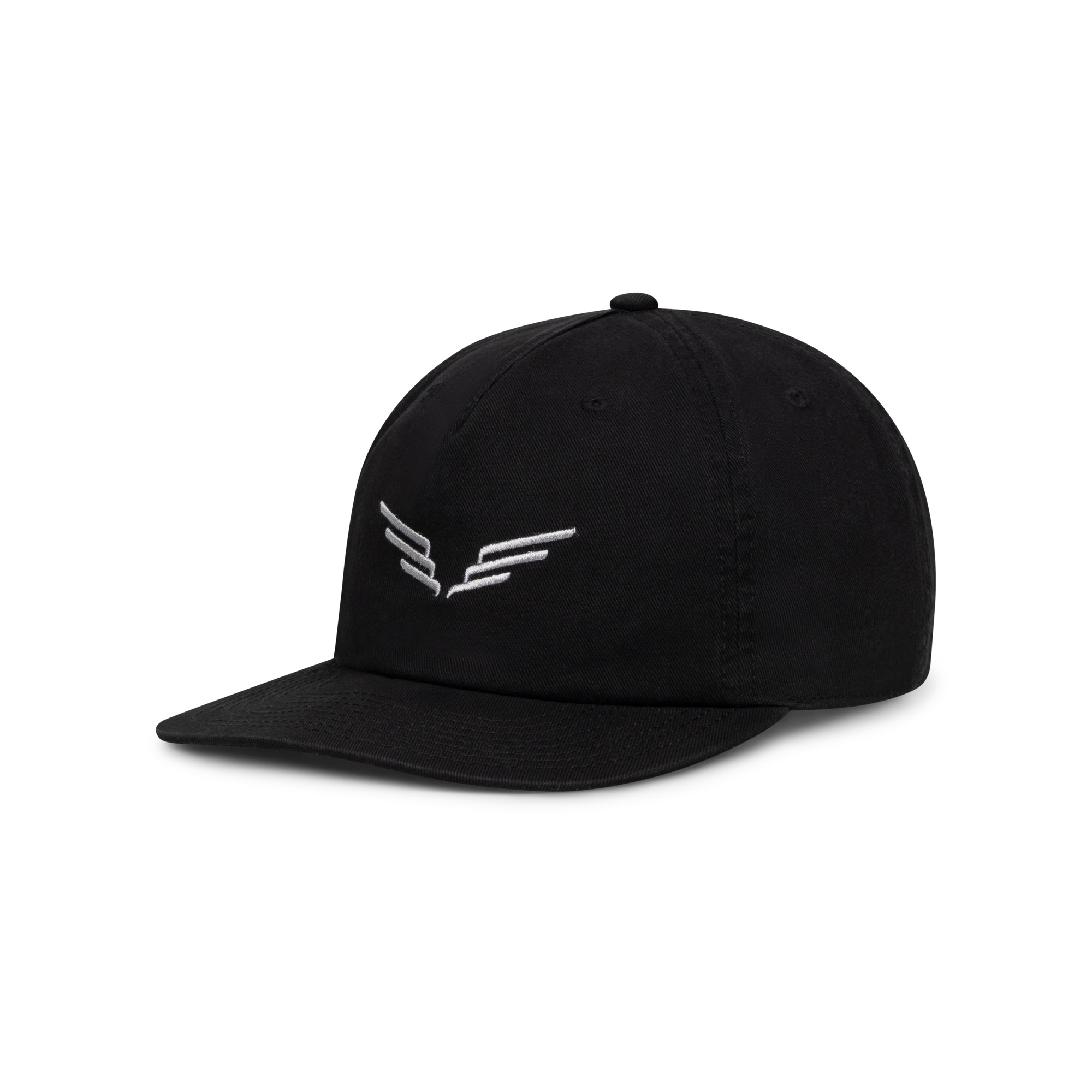 Grey / Black Embroidered Wings Cap Side