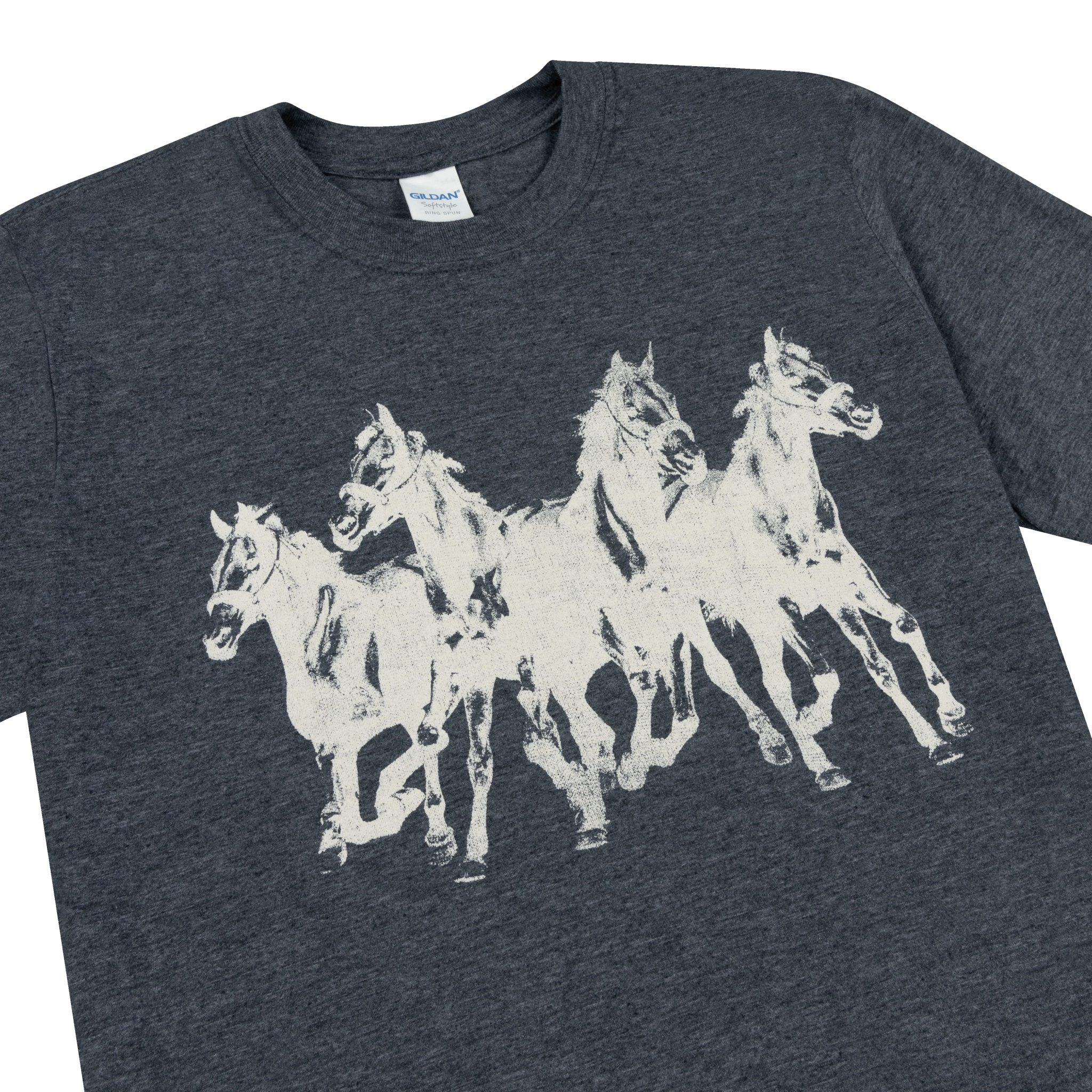 Dark Grey Horses Print T-shirt Detail