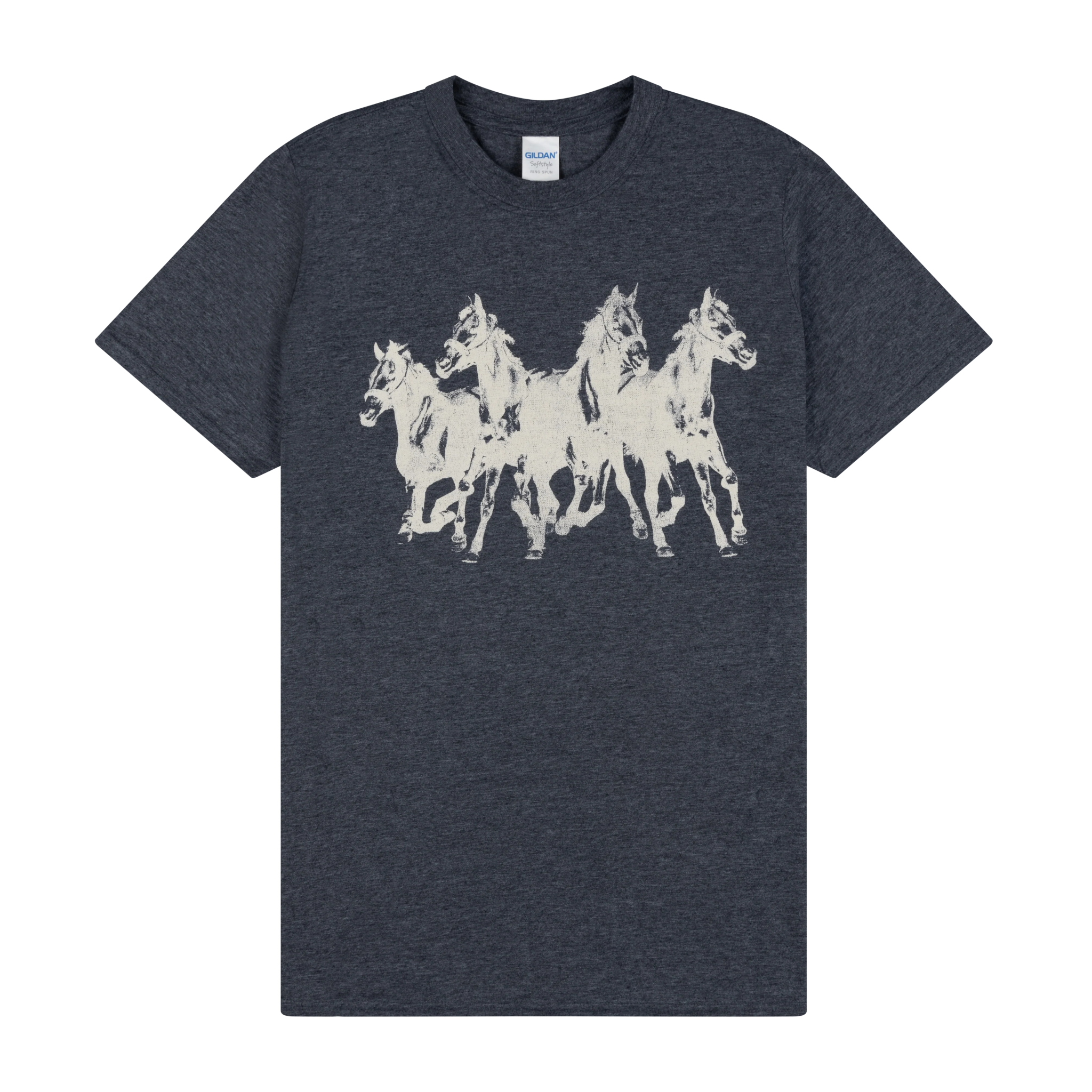 Dark Grey Horses Print T-shirt Front